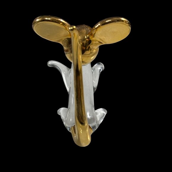 Vintage Prestige American Corp Crystal Glass Gold plated 3” Mouse Figurine - Picture 2 of 5